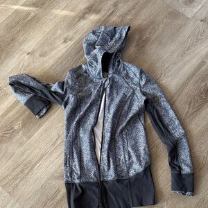 Lululemon Athletica Gray and White Hooded Jacket